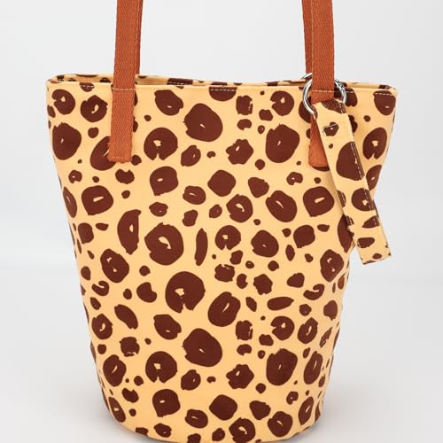 Image of Shoulder Bag for Women, Cotton Canvas Bucket Bags Tote Purse Cute Crossbody Bag Designer Ladies Handbags
