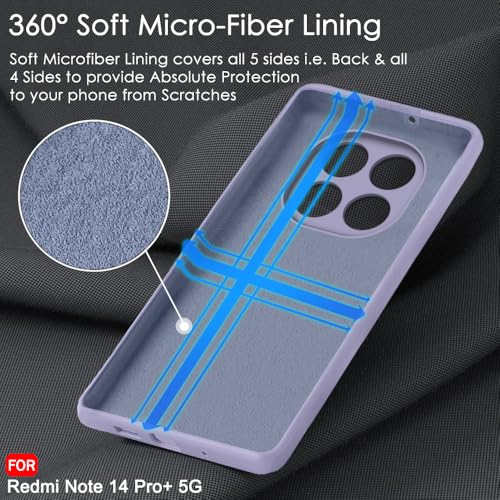 Image of TheGiftKart Liquid Silicone Back Cover Case for Mi Redmi Note 14 Pro Plus 5G | Soft Micro-Fibre Lining Inside | Camera & Screen Protection | Shockproof Cover for Redmi Note 14 Pro+ (Silicone, Purple)