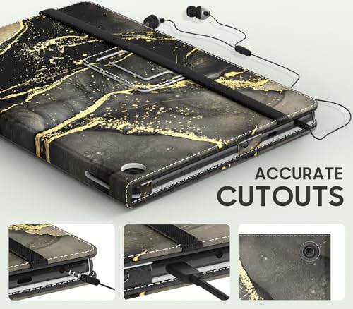 Image of MoKo Case Fits All-New Kindle Fire HD 10 & 10 Plus tablet (13th /11th Generation, 2023 /2021 Release) 10.1 inch - Slim Folding Stand Cover with Auto Wake /Sleep, Marble Black Gold