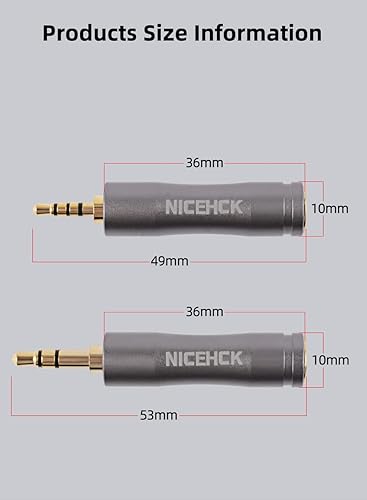 NiceHCK - Adaptador de auriculares HiFi de 0.173in hembra a 0.138in 0.098in chapado en oro accesorios para auriculares (plata 1 paquete) (0.173in