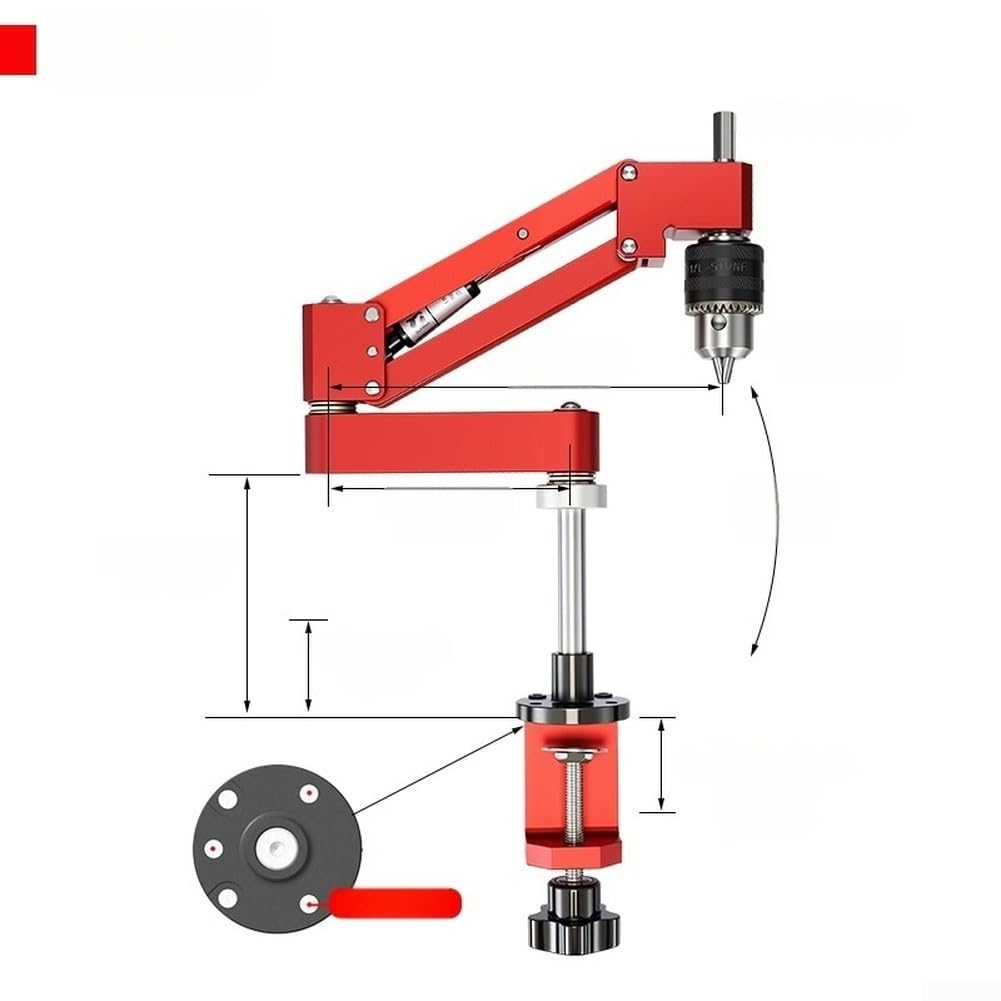 Máquina de roscar voladizo de aleación de aluminio, guía de taladro manual, enhebrador vertical horizontal, mandril de 1,5-10 mm, 200 x 300 mm