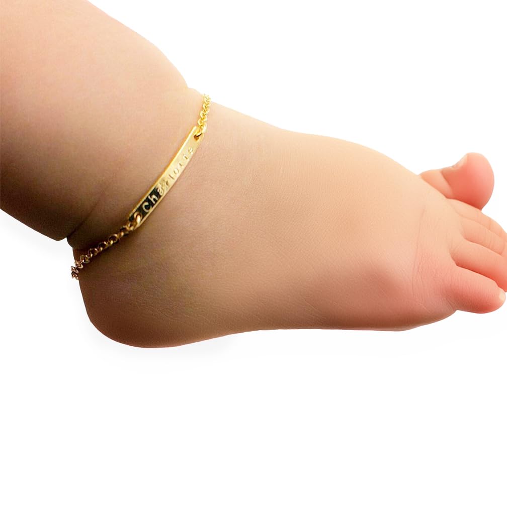 Personalized Baby Anklet 16K Plated Gold Rose Gold Silver Customized Kids Bir...