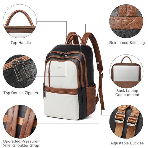 Image of Shrrie Leather 17 inch Laptop Backpack for Women, Large Travel Backpack Purse for Casual Daypack College Work Bag
