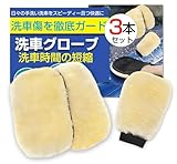 Fieekty 洗車 スポンジ ムートンカーウォッシュグローブ 『3個セット』洗車 ミット 洗車 グローブ 手袋 洗車グッズ ふわふわムートンファイバー 傷つかない 泡立ちやすい 傷防止 柔らかく 手洗い洗車 洗車傷防止 洗車用品 洗車セット 車 ホイール