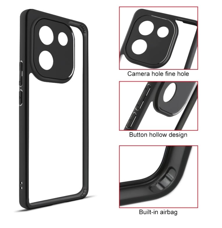 Image of REALCASE Back Cover Case for VIvo T3 Pro 5G / Iqoo Z9s Pro 5G | Slim Fit Hard PC Back & Soft TPU Bumper | Protective Shockproof Case for VIvo T3 Pro 5G / Iqoo Z9s Pro 5G (Black+Clear)