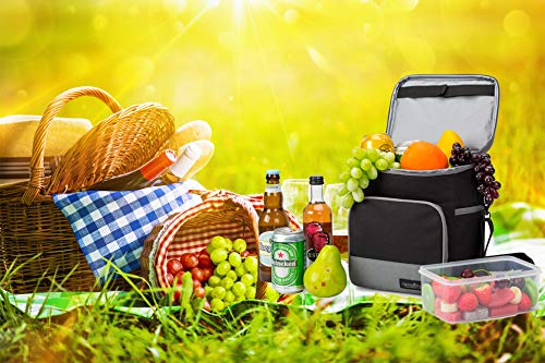 Apollo Walker Lunch Box Insulated Lunch Bag Large Foldable Waterproof Cooler Picnic Tote Bag for Adult Men, Women, Black