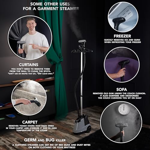 SA BI Professional 2200W Garment Steamer Upright with 2.9L Water Tank, Steamer Clothing KILLS GERMS and Releases Wrinkles in no Time, Clothes Steamer Suitable for all Fabrics - Image 6