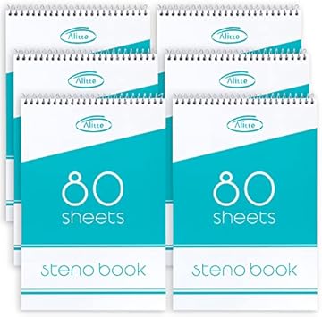 Alitte Steno Pads - 6x9" Top Bound Spiral - 3 Pack Writing Pad for Note Taking - Notepads for Work, School, and Home Use - Easy Tear-Off Pages, Premium Gregg Ruled Paper to Organize Your Notes - No Ink Bleeds - 80 Sheets per Notebook