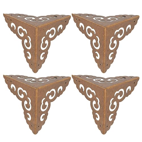 Image of Hilitand 4 Pack Furniture Corner Protector, Metal Safety Furniture Bumpers Corner Guard Jewelry Box Guard Cover (Bronze)