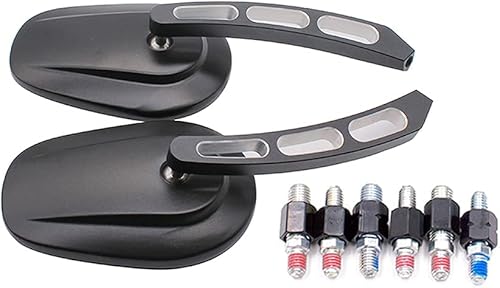 Miniatura 4 de Espejos de motocicleta negro ovalado retrovisor universal 0.315 in 0.394 in espejo lateral para Honada Suzuki Cruiser Chopper Yamaha Kawasak