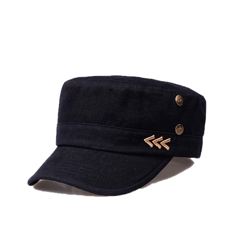 Nameblue Women Men's Cotton Adjustable Army Cap Military Hat Baseball Caps Sun Hat V143X0028-black