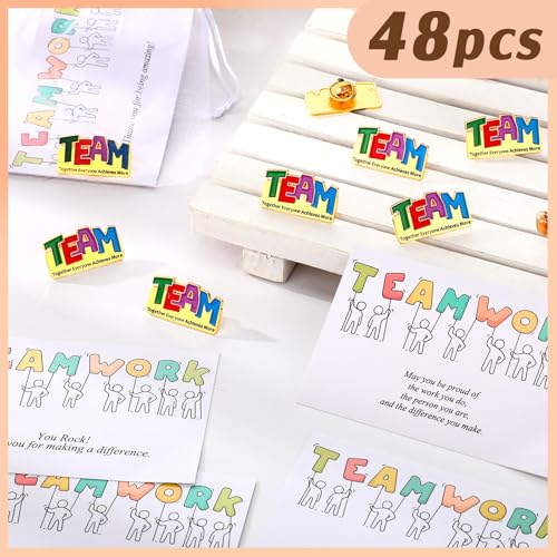 Image of Landical 48 Pcs Team Pins Employee Appreciation Gifts Bulk Thank You Cards