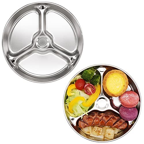 Korean Stainless Steel Divided Plates for Toddlers & Kids, Non-Toxic, 2PK