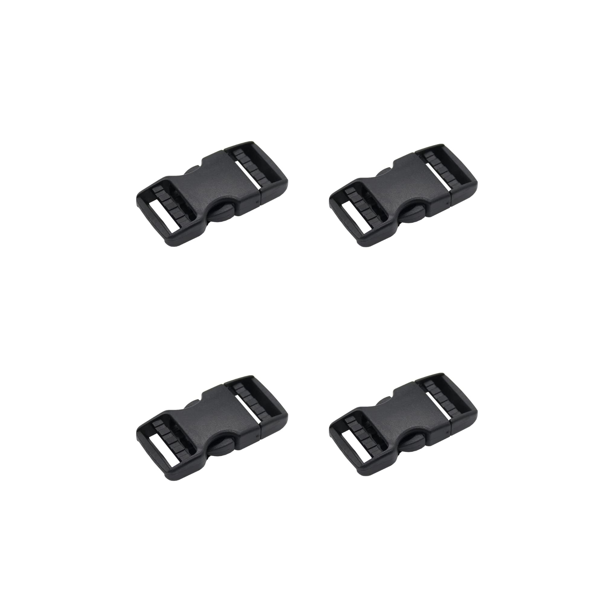 The Bead Shop Black Plastic Side Release Buckle Clip For Luggage, Rucksack/Back Pack, Webbing Strap (20Mm - 4 Pack, )