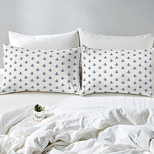 Housse de couette marine et lin réversible en microfibre haut de gamme super king