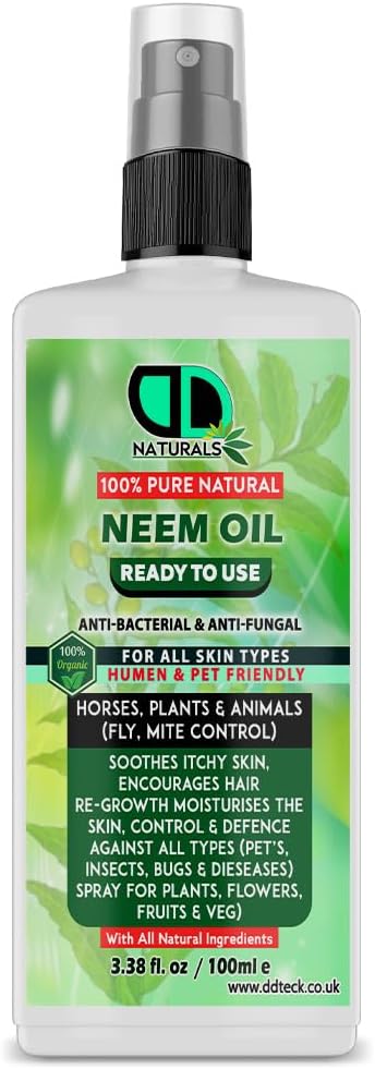 Organic Neem Oil A Natural Garden Bug Spray for Plants & Horses.- Insect Repellent & Bug Repellent for House, Skin Care, Hair Growht (100ML SPARY)