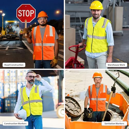 Image of AYKRM 2 Pocket Mesh High Visibility Reflective Safety Vest for men & Women ANSI /ISEA 107 Standards