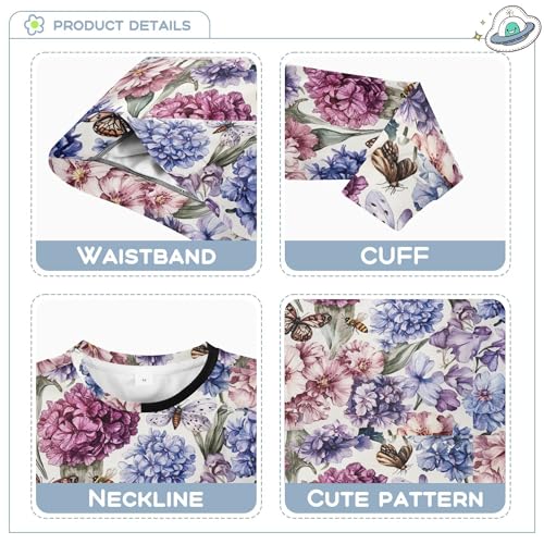 JUNZAN Florals Hyacinths Butterflies White Kids Boys Hooded Sweatshirt Long Sleeve Sweatshirt With Hoodie Camping 4T3