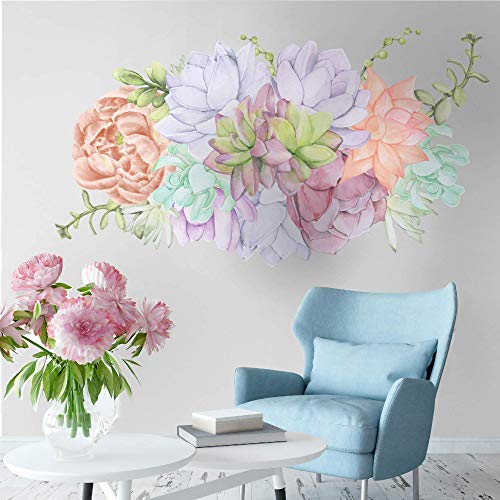 Murwall Cactus Floral Wall Decal Cactus Flower Bouqet Wall Murals Echeveria Florals Wall Print Kids Floral Wall Art Livingroom Bedroom #TOP2