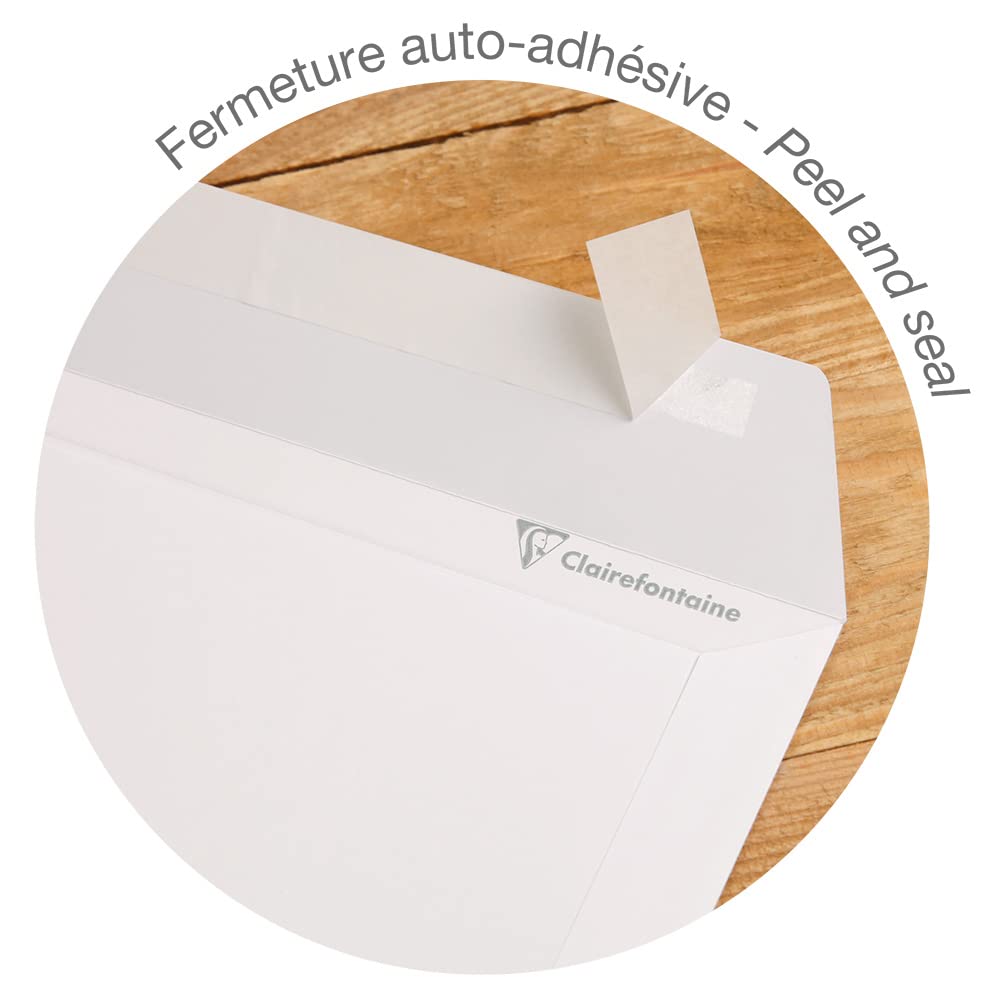 Clairefontaine 8250C - Scatola da 250 Buste Bianche C4-229x324 mm - Autoadesive - 120g/m²