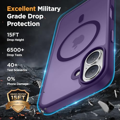 Image of Miracase Magnetic Series for iPhone 16 Case [Compatible with MagSafe] Military-Grade Protection, Anti-Fingerprint, Slim Phone Case for iPhone 16 6.1 inch - Deep Purple