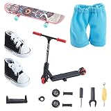 AHANDMAKER 14 Pcs/1 Set Mini Finger Scooter Kit, Plastic Finger Skateboards, Finger Scooter & Skateb