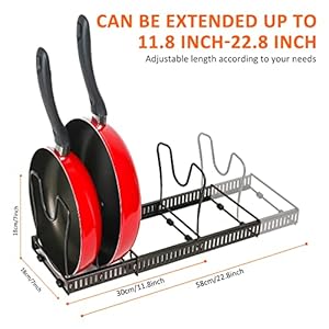 ROOHUA Pot Rack -Expandable Pan Organizer for Cabinet,Pot Lid Holder with 10 Adjustable Compartment for Kitchen Cabinet Cookware Baking Frying Rack,Bronze ROOHUA Pot Rack Expandable Pan Organizer for CabinetPot Lid Holder with 10 Adjustable Compartment for Kitchen Cabinet Cookware Baking Frying RackBronze
