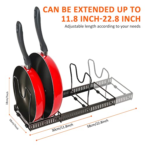 Pot Rack Organizer -Expandable Pot and Pan Organizer for Cabinet,Pot Lid Organizer Holder with 10 Adjustable Compartment for Kitchen Cabinet Cookware Baking Frying Rack,Bronze - Image 4