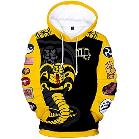Men's Hoodie Cobra Kai Karate Kid TV Series Film Snake Logo 3D Print Pullover Sweatshirts Long Sleeve (L,Style6) Cover