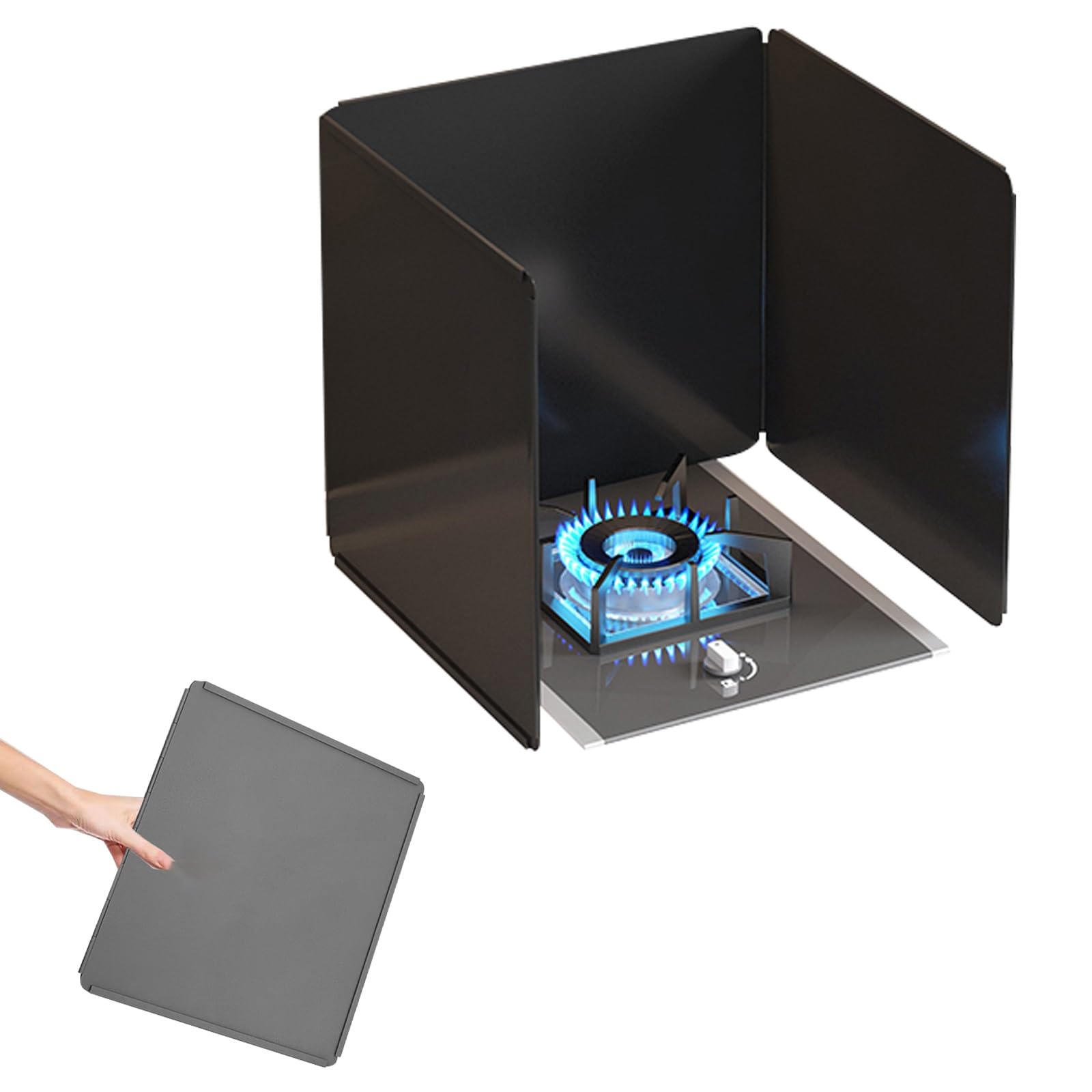 Barrière anti-éclaboussures en acier au carbone pliable à 3 côtés pour protection de cuisine