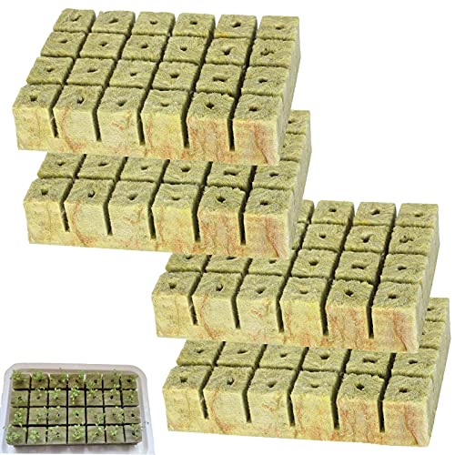 Rockwool Stonewool Grow Cubes - Garden Rockwool Starter Plugs, Stonewool Starter Cubes, Rockwool Grow Cubes Starter Plugs 96 Plugs for Hydroponic, Cloning,Cuttings,Seed Starting (4 Sheets of 24 Plugs)