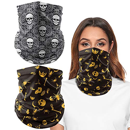 Color Cosplayer 2 Pieces Skull Neck Gaiters Half Face Mask For Women Men Rave Motorcycle Skeleton Bandana Cosplay Festival Wind Dust Sun Sports thumb #3