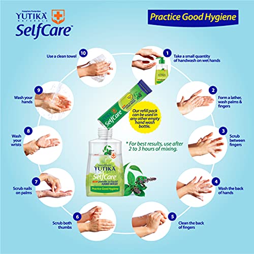 Image of Yuthika Selfcare Powder To Liquid Hand Wash Combo Pack With Empty Bottle + 10 Refill Pack Of 9Gm Each (1 Refill Makes 200ml Hand Wash)