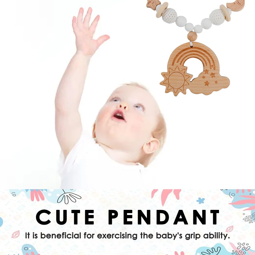 Chaîne de landau en bois pour bébés, jouet pour poussette, filles et garçons, chaîne d'accessoires de landau pour bébés et tout-petits à partir de 0 mois