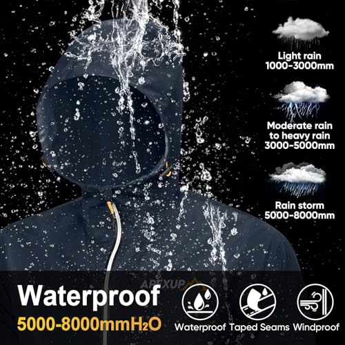 Image of APEXUP Packable Rain Jacket Men Waterproof Lightweight Raincoat with Hood