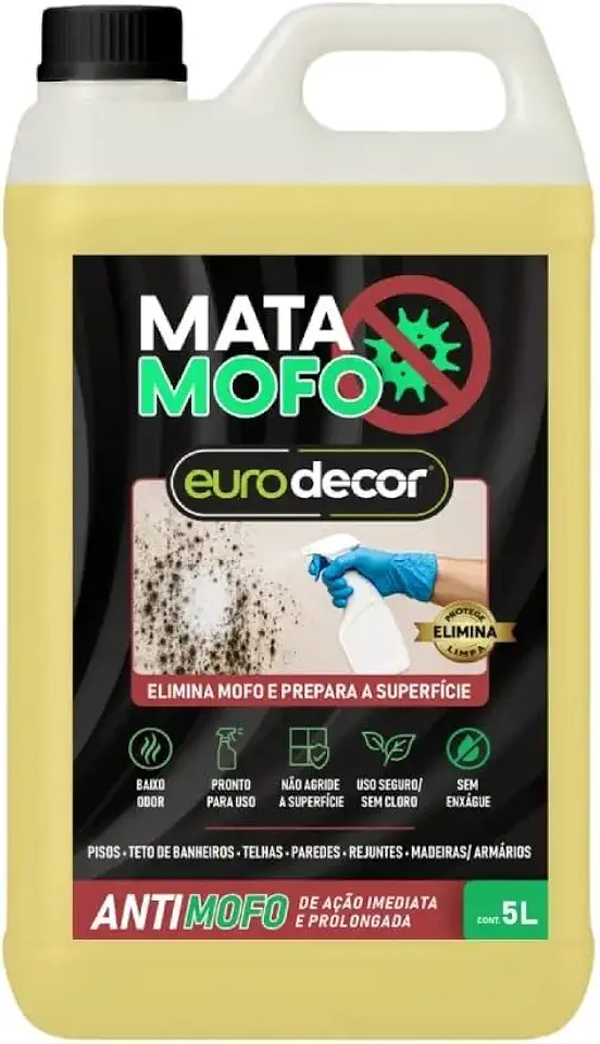 Mata Mofo Removedor De Mofo Parede Banheiro 5 Litro Anti Bolor Armário Madeira Euro Decor