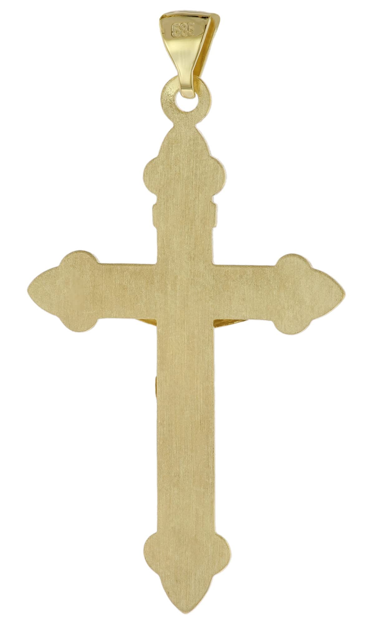 trendor Kreuz-Anhänger mit Korpus Gold 585 (14 Karat) 40 x 27 mm 51999 | zeitloser Halsschmuck für Herren, elegante Geschenkidee aus Echtgold,
