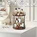 Bathroom Organizer Countertop,2 Tier Rotating Makeup Organizer Countertop for Vanity,Wooden Bathroom Counter Storage Shelf,Lazy Susan Turntable for Perfume,Skincare,Cosmetic (Brown)