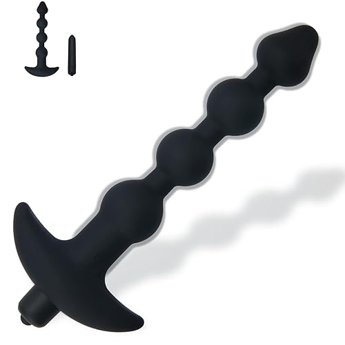 3 in 1 Vibrating Anal Beads Butt Plug with 10 Vibration Modes, Flexible Silicone Graduated Breasts Clitoris Vagina Prostate Massager ; Removable Bullet Vibrator Waterproof Anal Sex Toy for Unisex