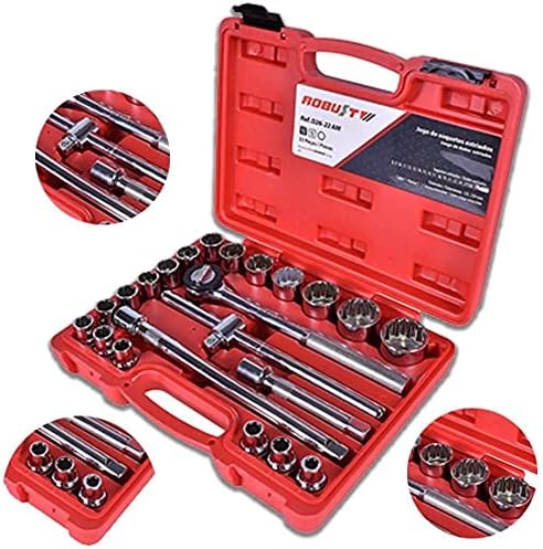 Jogo de Soquetes Estriados e Acessórios com Encaixe de 1/2 Pol. c...