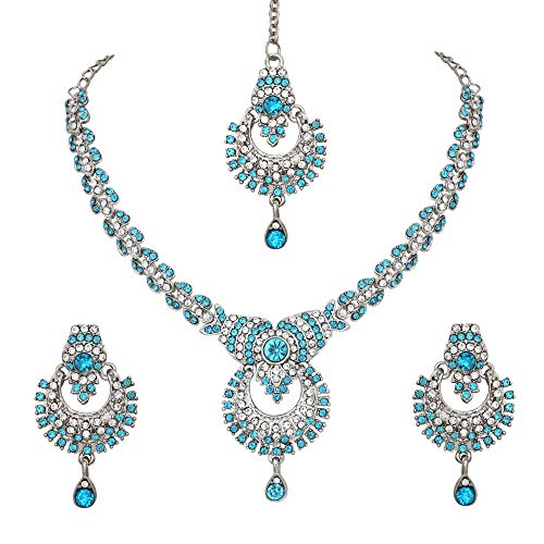 Image of Atasi International Delightful Rhodium Silver Plated Alloy Choker Necklace Set For Women