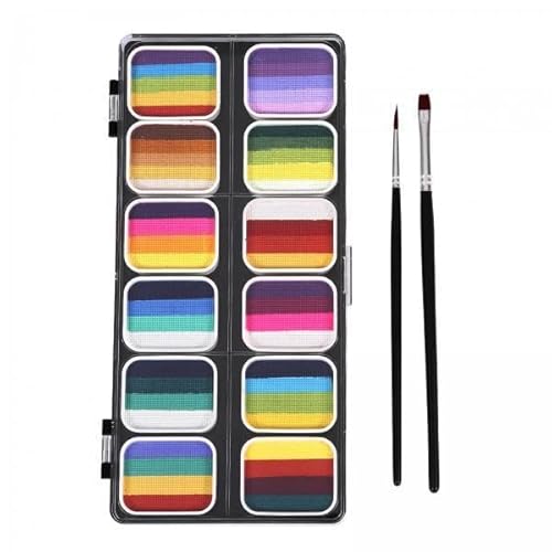 Elegabrillia 3x Face Paint Palette Makeup Kit 12 Water Based
