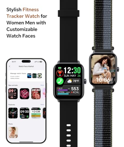 Image of Quican Smart Watches for Women /Men, 2 Bands, Compatible for Android iPhone
