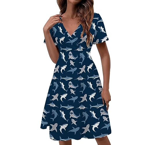 Image of Women's Summer Formal Dresses Short Sleeve Wrap V Neck Dresses Bridesmaid Wedding Guest Dress with Pockets