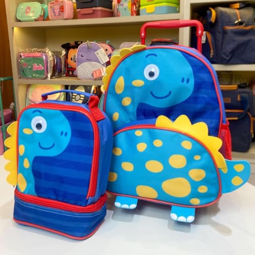 Mochila de Rodinha com Lancheira Térmica Infantil Dinossauro