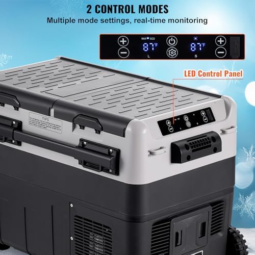 Bild 3 - VEVOR Tragbarer Autokühlschrank, 12-Volt-Autokühlschrank, 50 L tragbarer Dual-Zone-Gefrierschrank, -20 bis 20 ℃ einstellbare Temperatur, Kompressorkühler für Zuhause, Outdoor, Camping, Wohnmobil