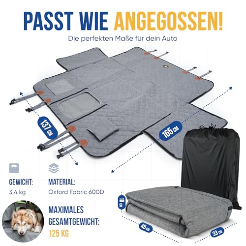ZooNice Hundedecke Auto Rückbank [Wasserabweisend, Kratzfest & mit Seitenschutz] | Premium Autoschondecke & Rücksitzschutz | Universal Car Seat Cover für Hunde im Auto & SUV