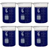 1000ml Beaker, Low Form Griffin, Borosilicate 3.3 Glass, Double Scale, Graduated, Karter Scientific 213D19 (Pack of 6)