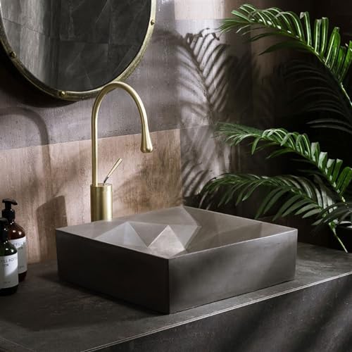 Lavabo de baño sobre encimera con acabado de hormigón pulido superior 8