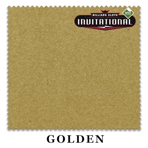 Championship Invitational Teflon Billiard Pool Table Felt Cloth - w/Spots - Pre-Cut Rails - Authorized Dealer (Golden, 7 ft)
